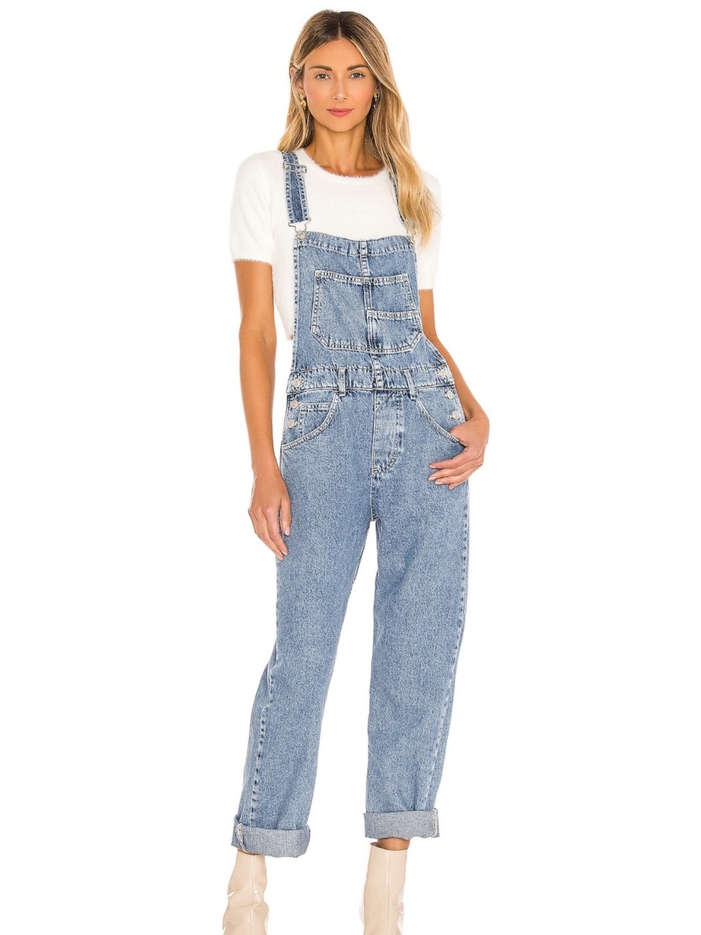 Free People Ziggy Overall Powder Blue Size Small